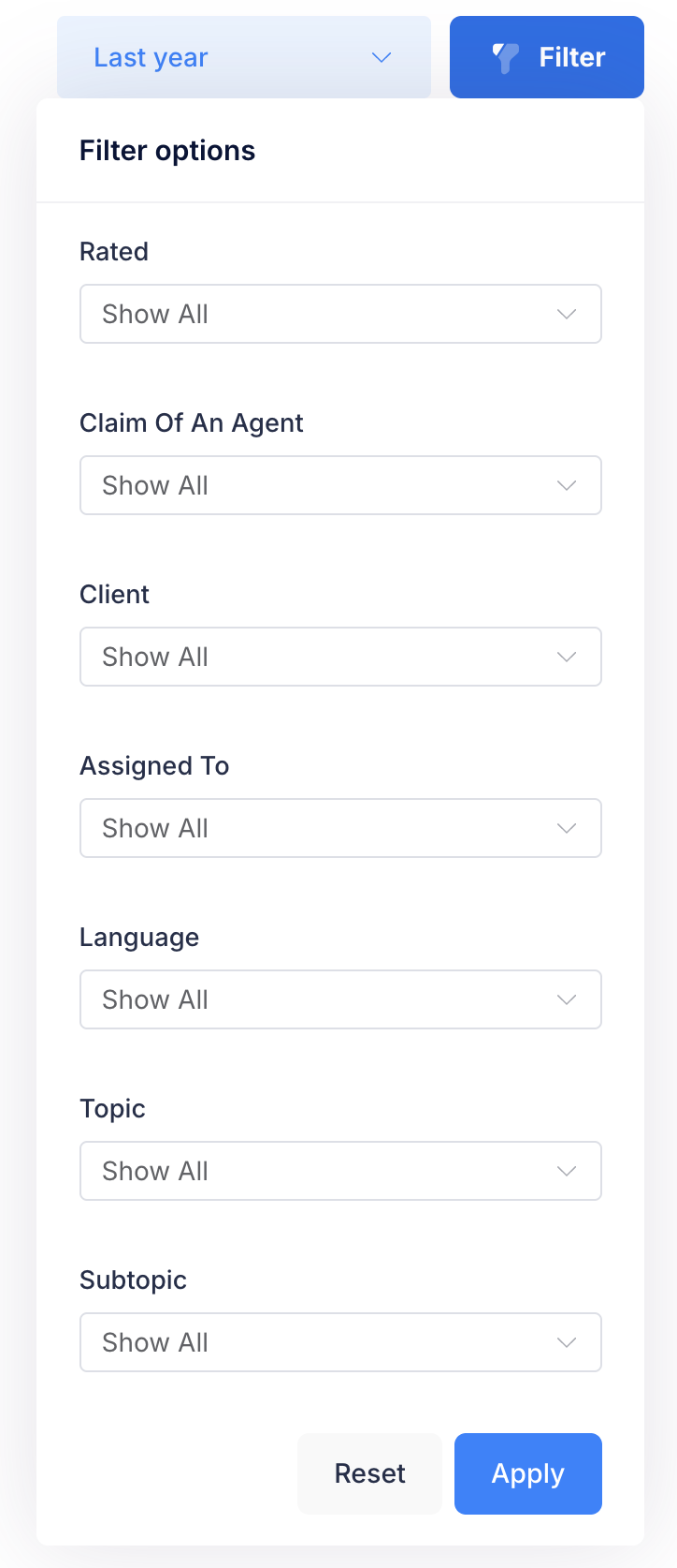 Live conversations filters