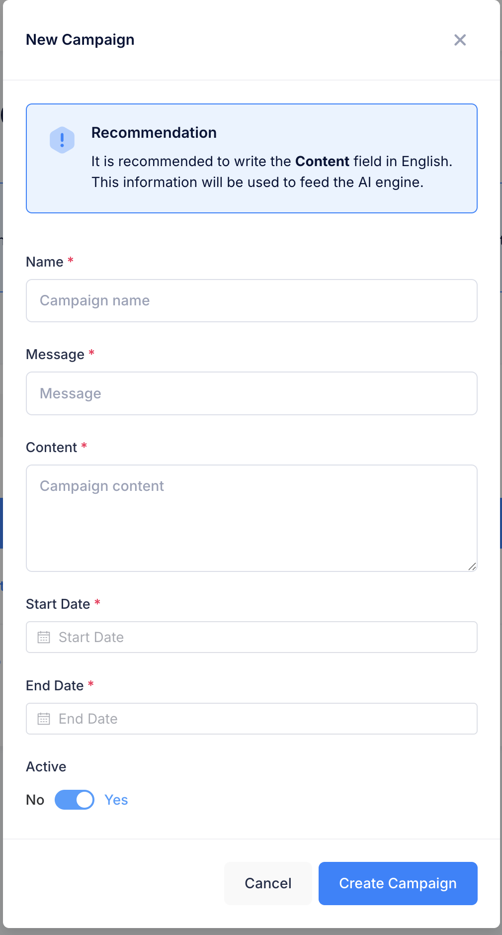 Create notification panel